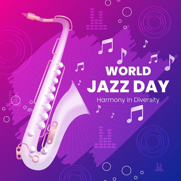 Ilustración en gradiente para la celebración del Día Mundial del Jazz