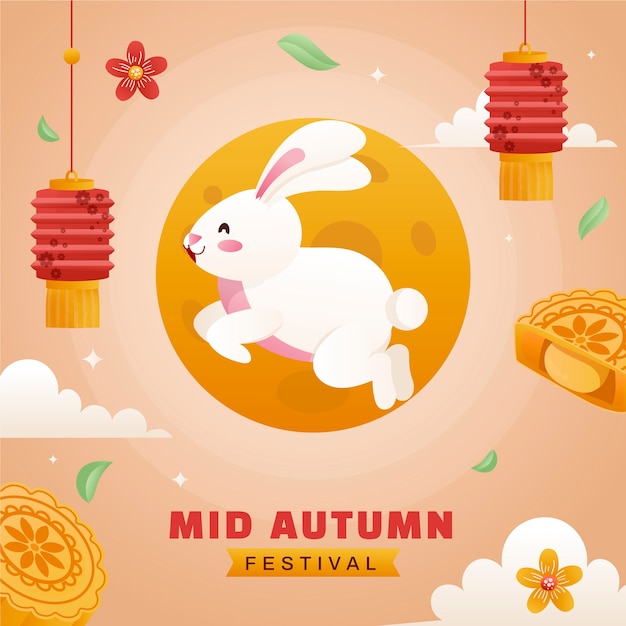 Ilustración de gradiente para la celebración del festival chino de mediados de otoño
