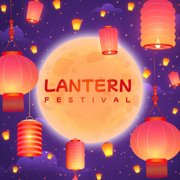 Ilustración de gradiente para la celebración del festival de las linternas