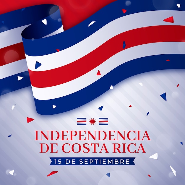 Vector gratuito ilustración en gradiente para la celebración de la independencia de costa rica