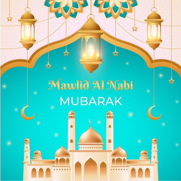 Ilustración de gradiente para la celebración de mawlid al-nabi