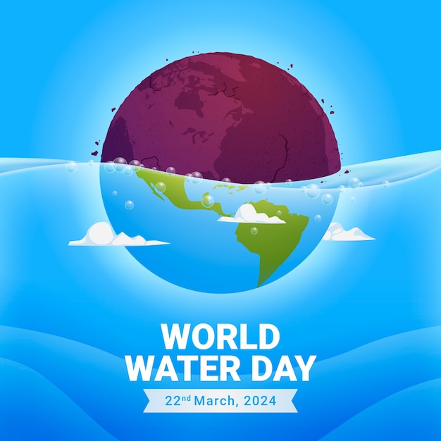 Vector gratuito ilustración en gradiente para la concienciación del día mundial del agua.