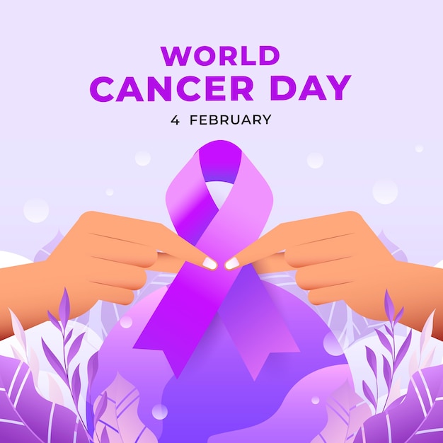 Vector gratuito ilustración en gradiente para la concienciación del día mundial del cáncer