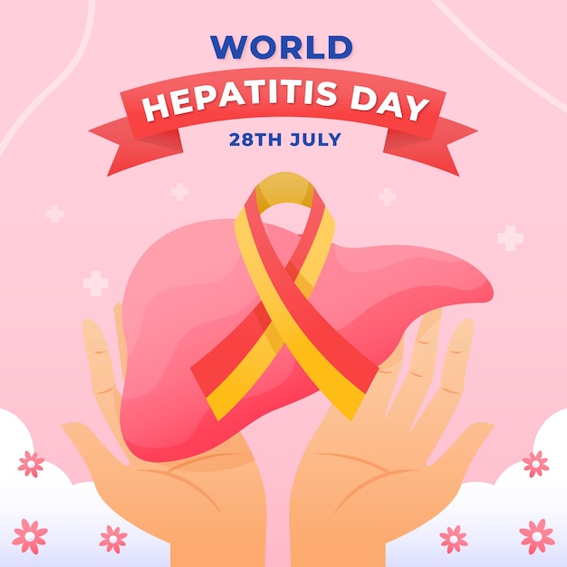 Vector gratuito ilustración de gradiente para la concientización del día mundial de la hepatitis.