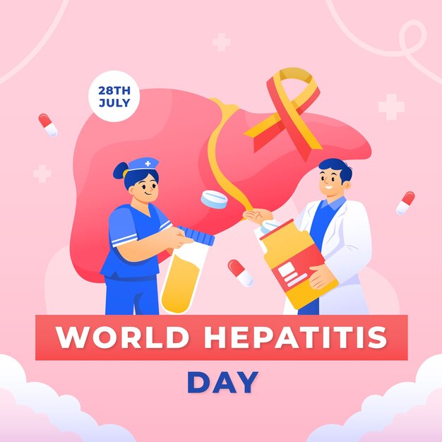 Ilustración de gradiente para la concientización del día mundial de la hepatitis.