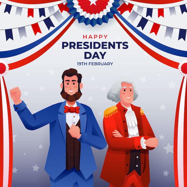 Vector gratuito ilustración de gradiente para el día festivo del presidente de los estados unidos