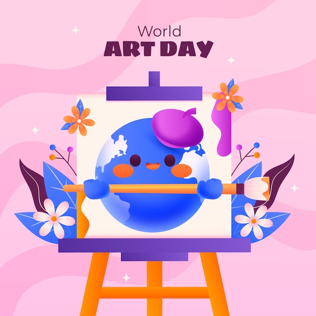 Vector gratuito ilustración en gradiente para el día mundial del arte