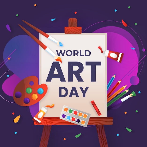 Vector gratuito ilustración en gradiente para el día mundial del arte