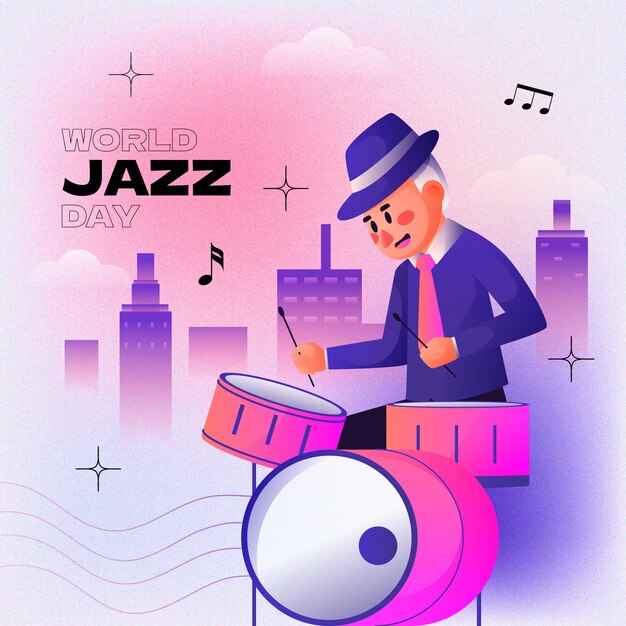 Ilustración en gradiente para el día mundial del jazz