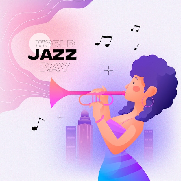 Vector gratuito ilustración en gradiente para el día mundial del jazz