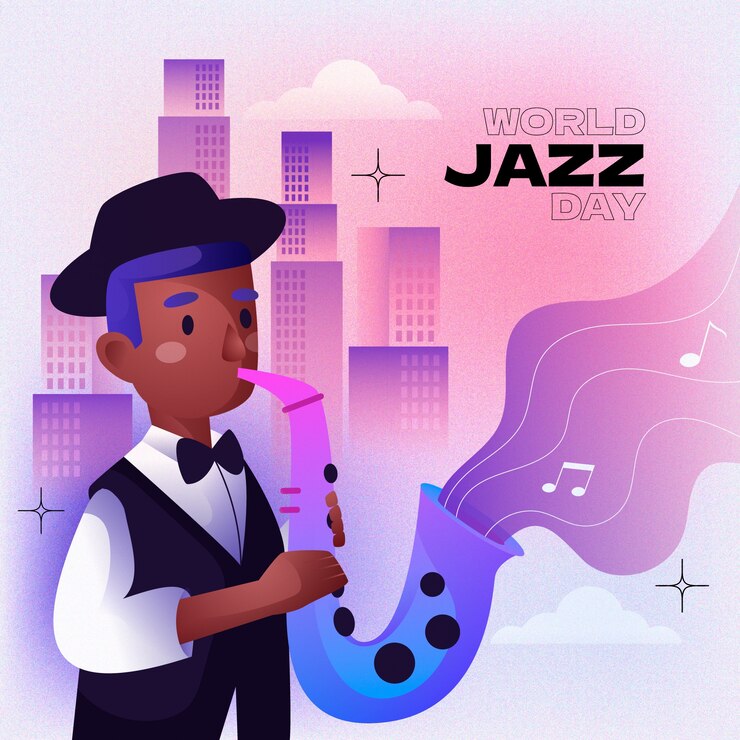 Vector gratuito ilustración en gradiente para el día mundial del jazz