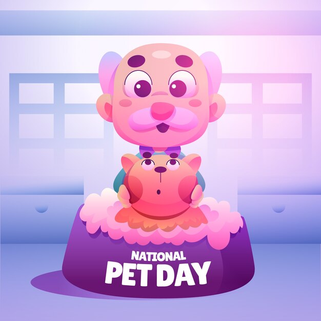 Ilustración en gradiente para el día nacional de las mascotas con animales