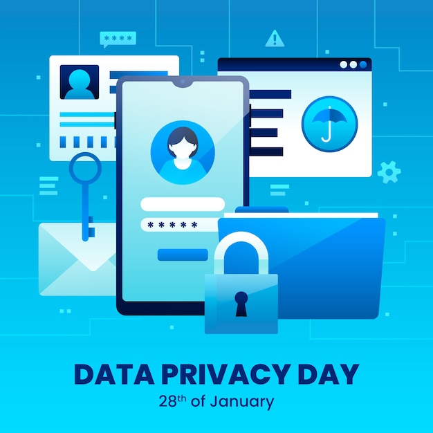 Ilustración de gradiente para el día de la privacidad de datos