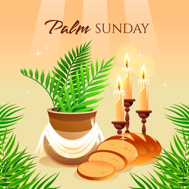 Ilustración de gradiente para el domingo de palma.