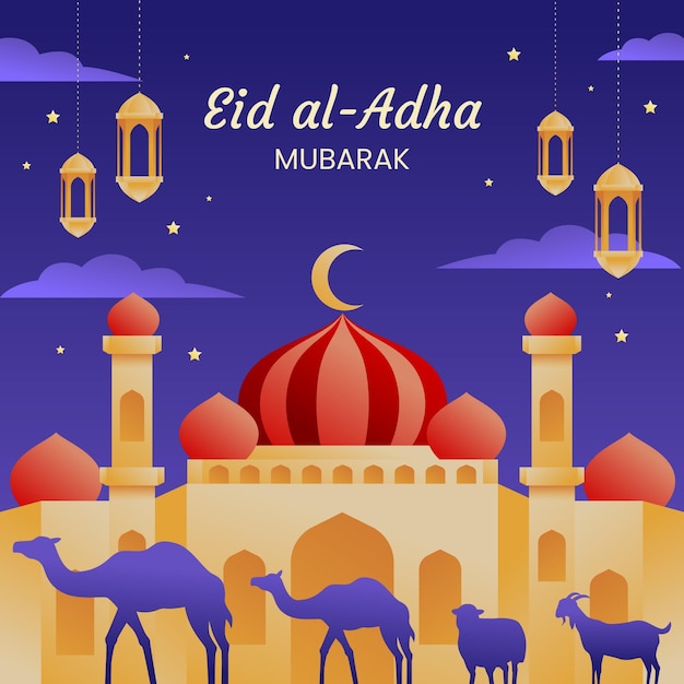 Vector gratuito ilustración de gradiente de eid al-adha