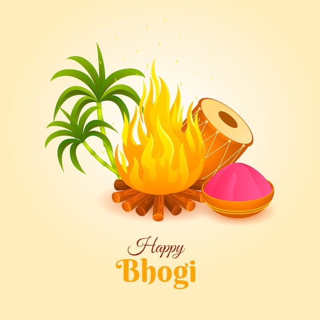 Ilustración de gradiente feliz bhogi