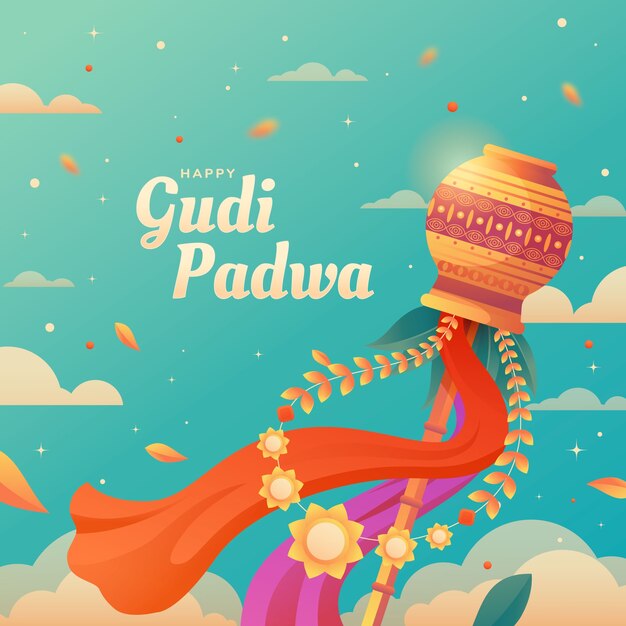 Ilustración de gradiente para la festividad de gudi padwa