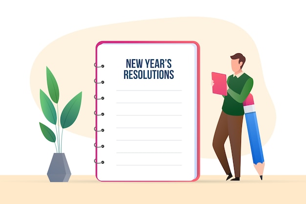 Ilustración de gradiente de resoluciones de año nuevo