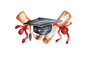 Vector gratuito ilustración de graduación de acuarela pintada a mano