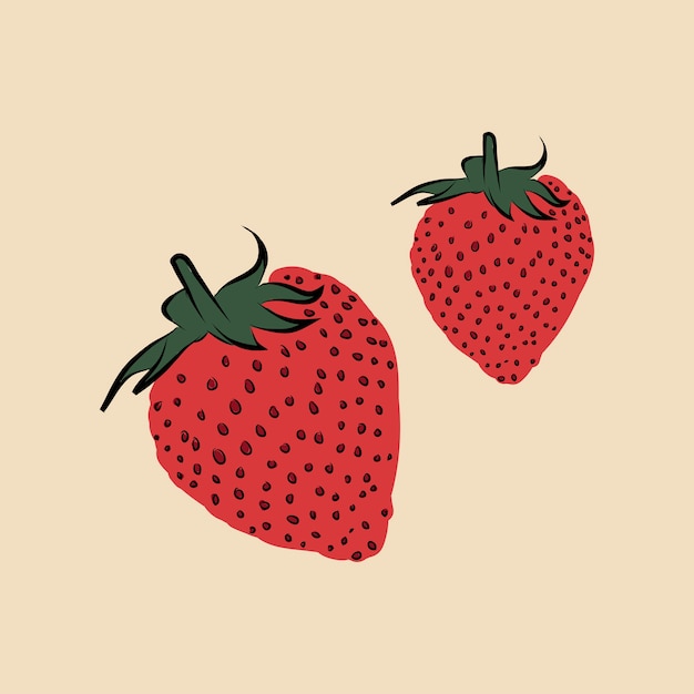 Ilustración gráfica de funky dos fresas