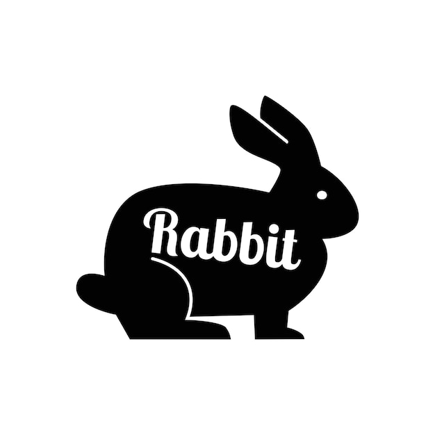 Ilustración gráfica de la silueta de un conejo dibujado a mano