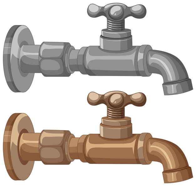 Ilustración de un grifo de agua de metal antiguo
