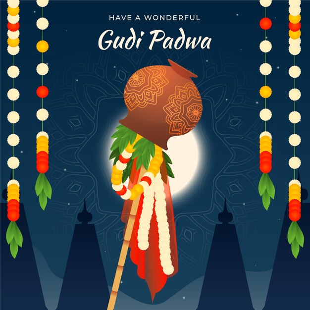 Ilustración de Gudi Padwa con gradiente