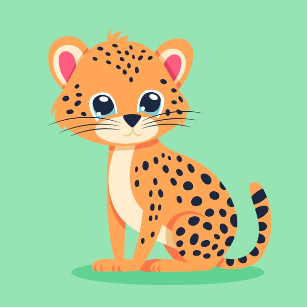 Ilustración de guepardo de dibujos animados dibujados a mano