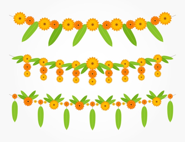 Ilustración de guirnalda ugadi dibujada a mano