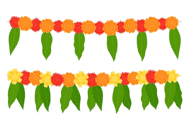Vector gratuito ilustración de guirnalda ugadi dibujada a mano