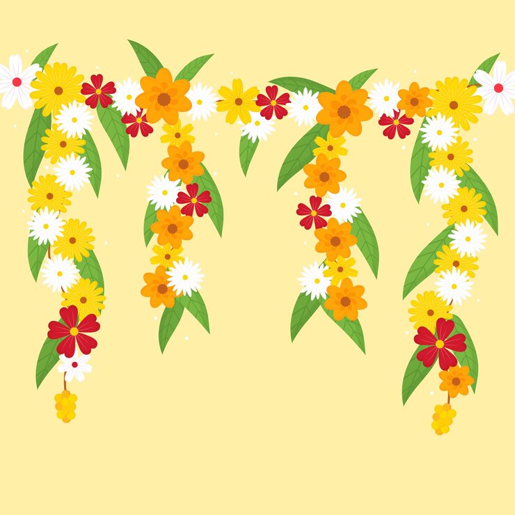 Vector gratuito ilustración de guirnalda de ugadi plana