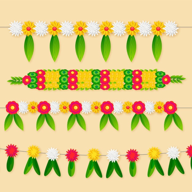 Ilustración de guirnalda de ugadi realista