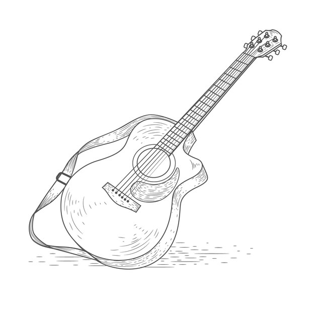 Ilustración de guitarra dibujada a mano