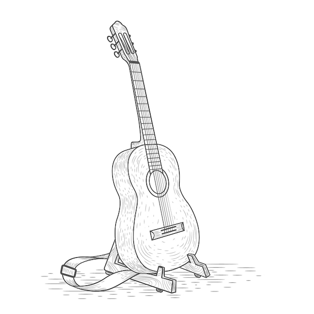 Ilustración de guitarra dibujada a mano