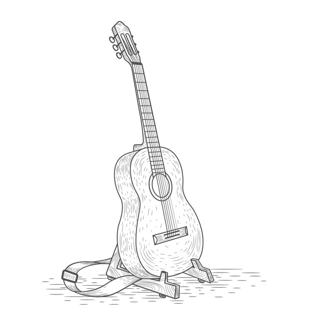Ilustración de guitarra dibujada a mano