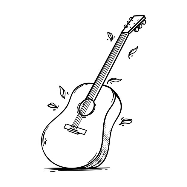 Ilustración de guitarra dibujada a mano