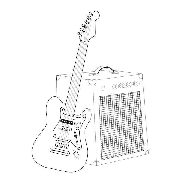 Ilustración de guitarra dibujada a mano