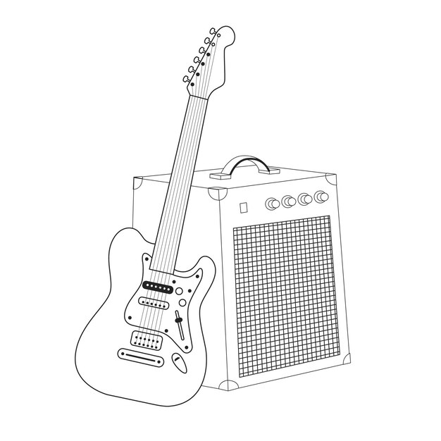 Ilustración de guitarra dibujada a mano