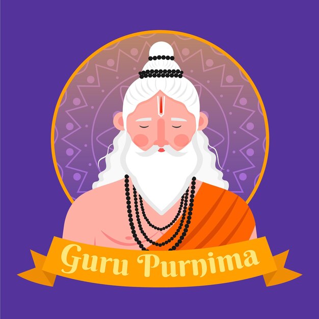 Ilustración del gurú Purnima plano