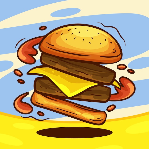 Vector gratuito ilustración de hamburguesa dibujada a mano