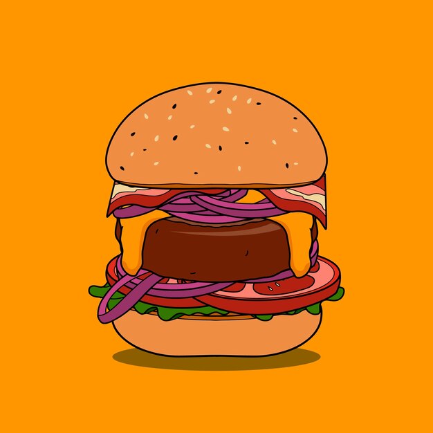 Ilustración de hamburguesa dibujada a mano
