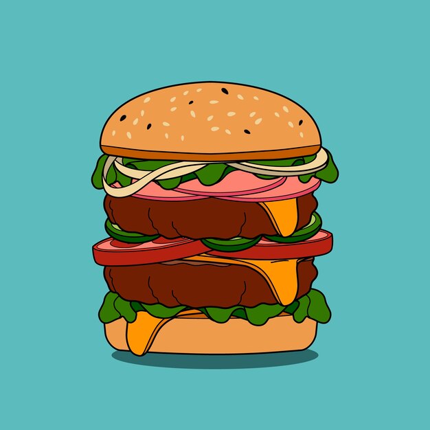 Ilustración de hamburguesa dibujada a mano