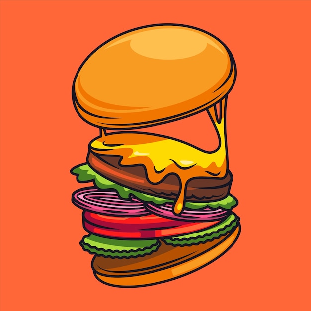 Vector gratuito ilustración de hamburguesa dibujada a mano