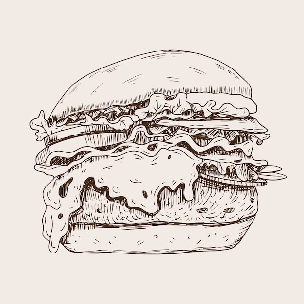Ilustración de hamburguesa dibujada a mano