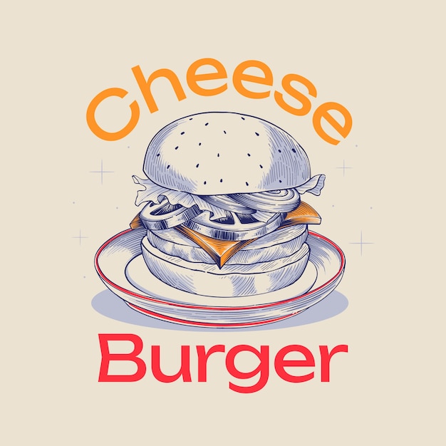 Vector gratuito ilustración de una hamburguesa dibujada a mano