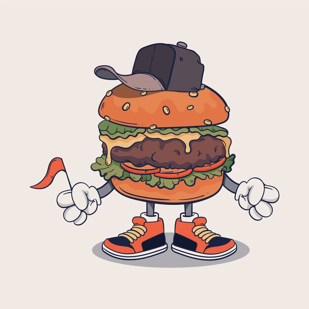 Ilustración de una hamburguesa dibujada a mano
