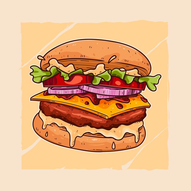 Ilustración de hamburguesa dibujada a mano