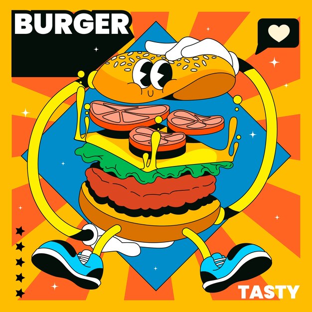 Ilustración de hamburguesa dibujada a mano
