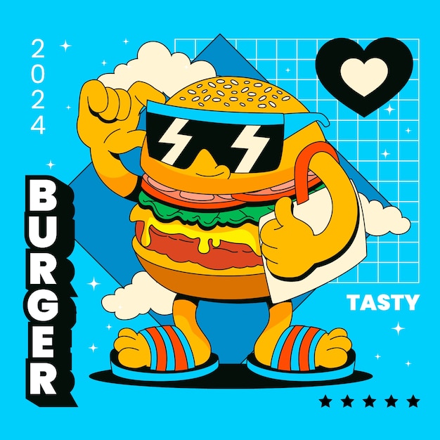 Ilustración de una hamburguesa dibujada a mano