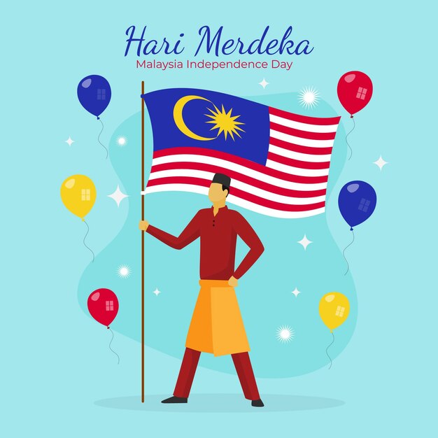 Ilustración de hari merdeka plana